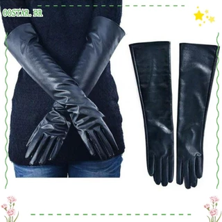 Luvas De Couro OOSTAR , Cotovelo Longo Festa Noturna Macia De Inverno Quente Forrado Para Senhoras Da Moda