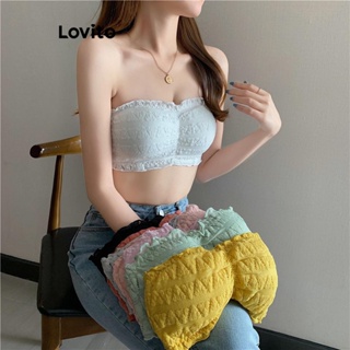 Lovito Sutiã Casual Simples Com Folho Plissado Para Mulheres LNA41084