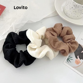 Lovito Laços De Cabelo Plissados Lisos Casuais Para Mulheres LCS05052