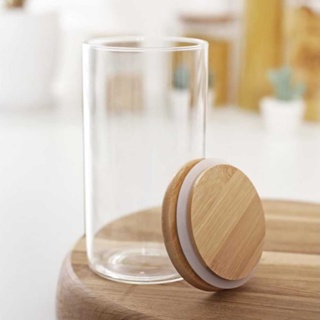 Kit 7 Pote Mantimentos Tampa De Bambu Porta Mantimentos 550ml