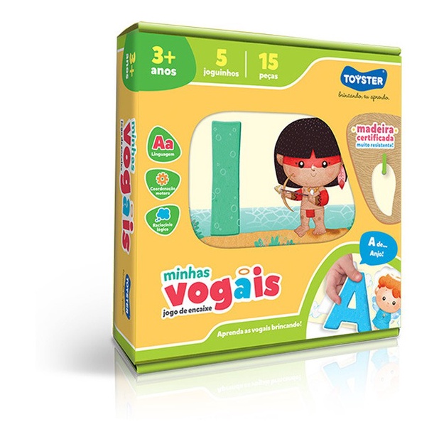 Jogo das Vogais - 15 peças com Desenhos e Nomes para Alfabetização - Loopi  Toys - Casa do Brinquedo® Melhores Preços e Entrega Rápida