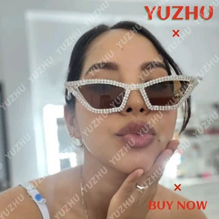 (YUZHU) Western Fashion Small Frame Cat Eye Diamond Sunglasses Party Decorado Óculos De Sol Coloridos