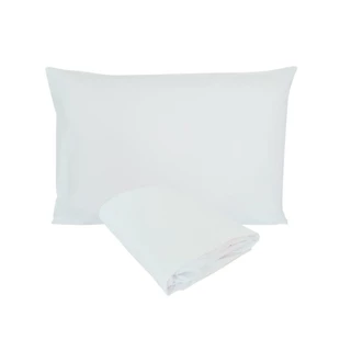 Kit Fronha e Lençol de Elástico Solteiro Viúva 1,20m Percal 200 Fios 100% Algodão Branco Arrumadinho Enxovais