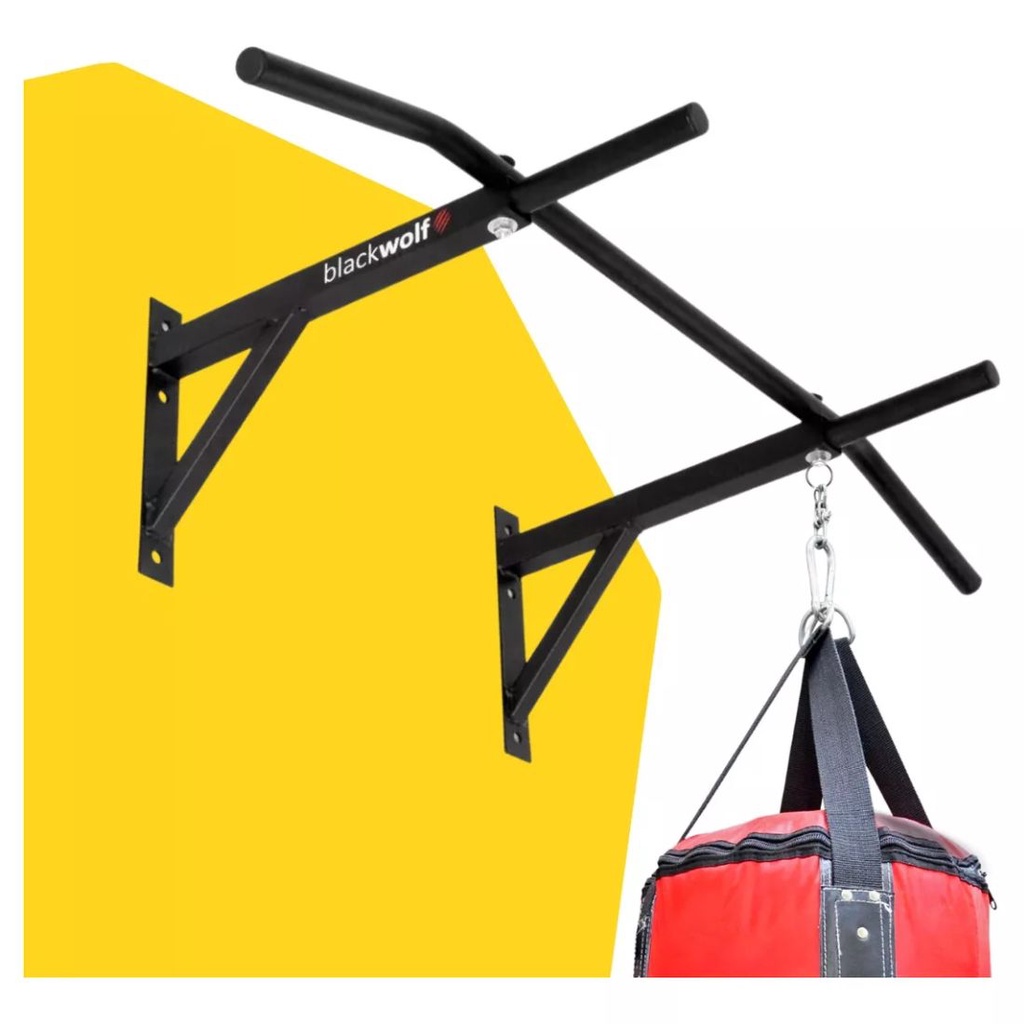 Barra Fixa Mista Paralela de Parede com Passantes e Suporte para Saco de Pancada