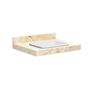 Lavatório de porcelanato com cuba embutida 60cm travertino Blu