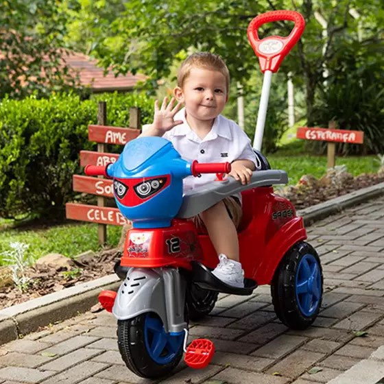 Triciclo infantil com empurrador E protetor 1-3 anos grand baby city-maral