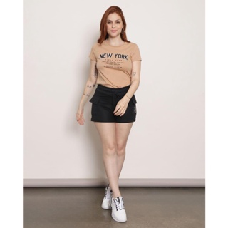 Short Feminino Curto Moletinho Com Bolso Cargo Preto