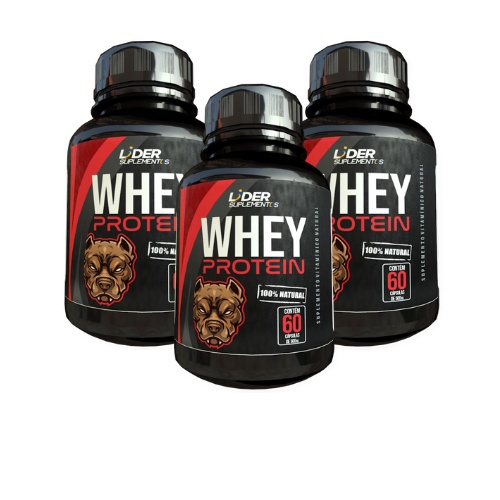 Whey Protein ISOLADO- 60 cápsulas De 500mg kit com 3 potes leve 3 pague 2