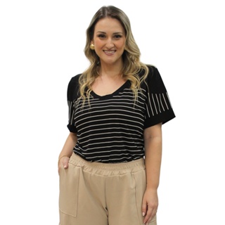 Blusas Femininas Decote Malha Canelada Promoção Moda Verão