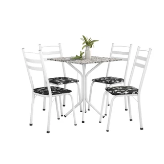 Conjunto de Mesa Thais 0,70m com 4 Cadeiras Artefamol Granito / Branco