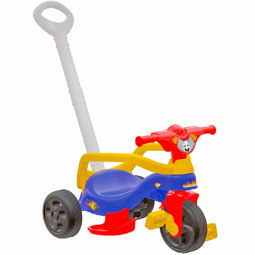 Triciclo Infantil Motoca Vermelho Menino C/ Empurrador