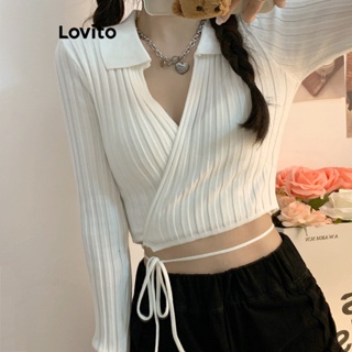 Lovito Top Casual De Malha Simples Para Mulheres LNE41189