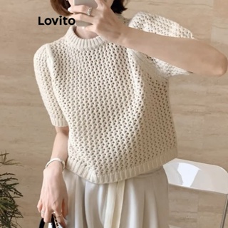 Lovito Top Casual De Malha Básica Lisa Para Mulheres LNE41191
