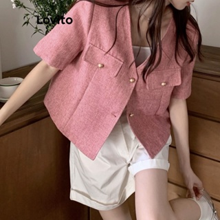Lovito Blazer Frontal Casual Com Botão Liso Para Mulheres LNA41147