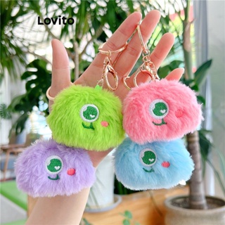Lovito Bonito Desenho Animado Fuzzy Little Monster Acessórios Para Bolsa De Olhos Grandes Para Mulheres LFA11744