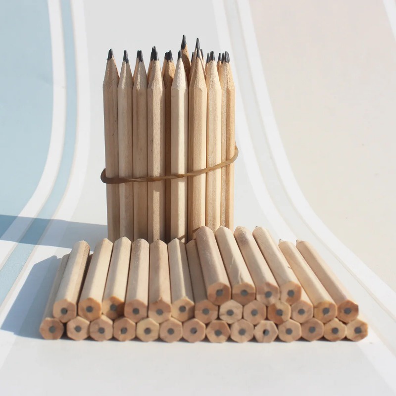 20pcs Mini Lápis De Madeira Curto Desenho Simples Preto De Volta À Escola Escrever Papelaria