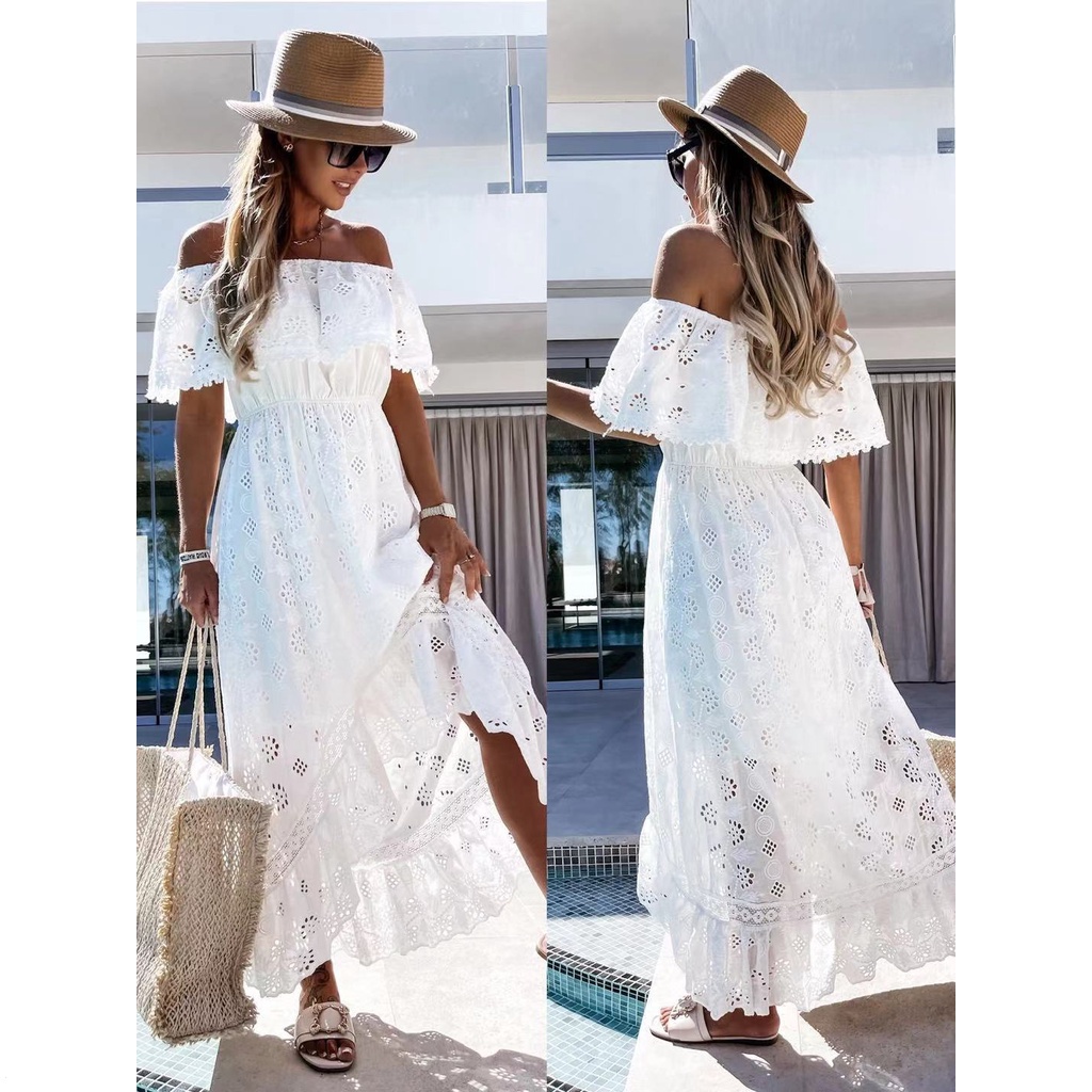 Vestido De Praia Branco De Renda Boêmia Para Mulheres Summer Chest One ...