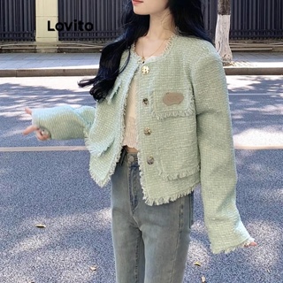 Lovito Blazer Casual De Botão Liso Para Mulheres LNA44259