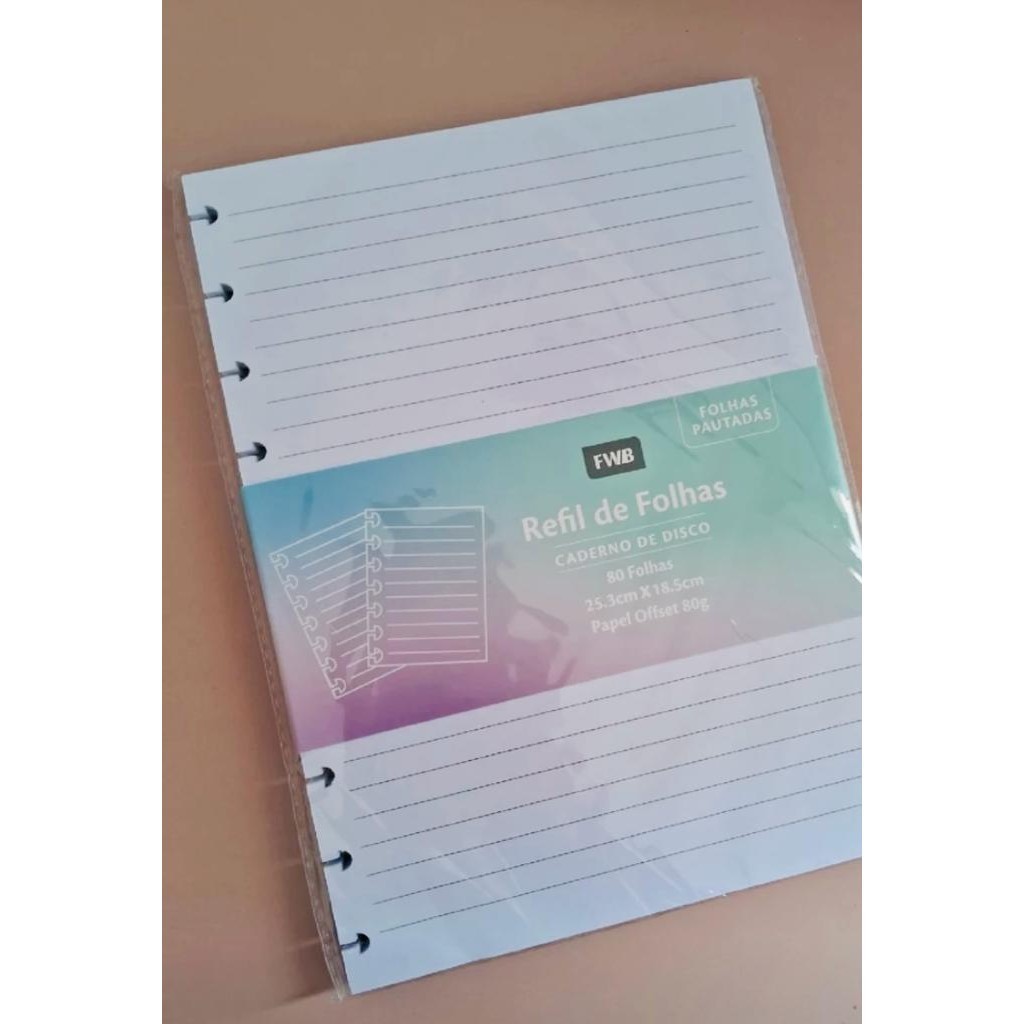 Folhas Refil Do Caderno inteligente Grande Caderno De Disco 80 Folhas Pautadas Tamanho 25,3cmx18,5cm Multiuso 8383