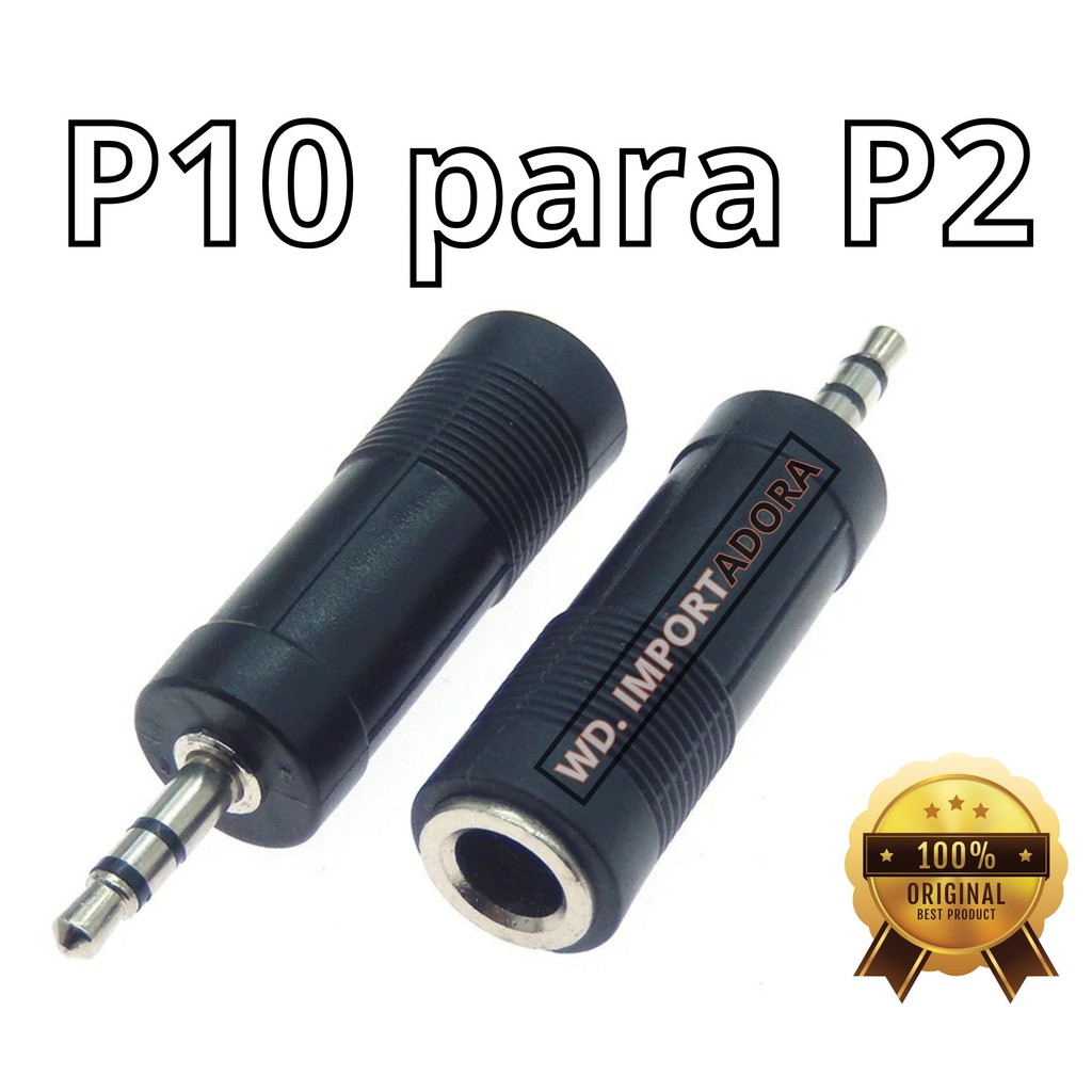 Plug Adaptador P10 Estéreo para P2/J2 Jack Estéreo 2 Unidades (Par ...