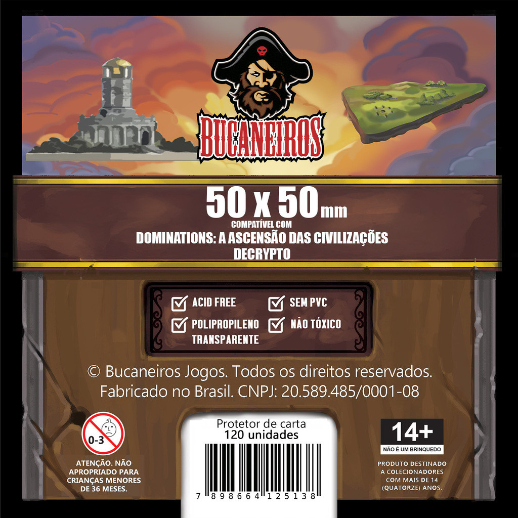 Sleeve Bucaneiros 50 x 50 mm Decrypto Dominations - 120 unidades ...