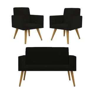 Kit Namoradeira + 2 Poltronas Decorativas Nina Balaqui Decor