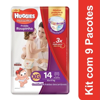 Fralda Descartável Huggies Roupinha Supreme Care Jumbo Tamanho XG - 9 Pacotes com 14 Fraldas - Total 126 Tiras