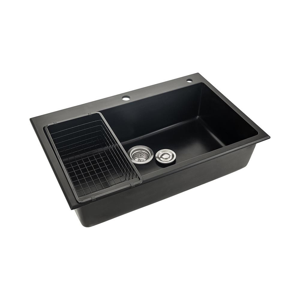 Cuba Para Cozinha Gourmet De Quartzo Com Acessórios Akroá Pingoo - Preto