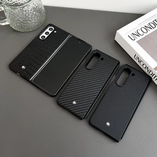 Marca De Luxo Moda Preto Montblanc Capa De Couro Flip Para Samsung Galaxy Z Fold 3 4 5