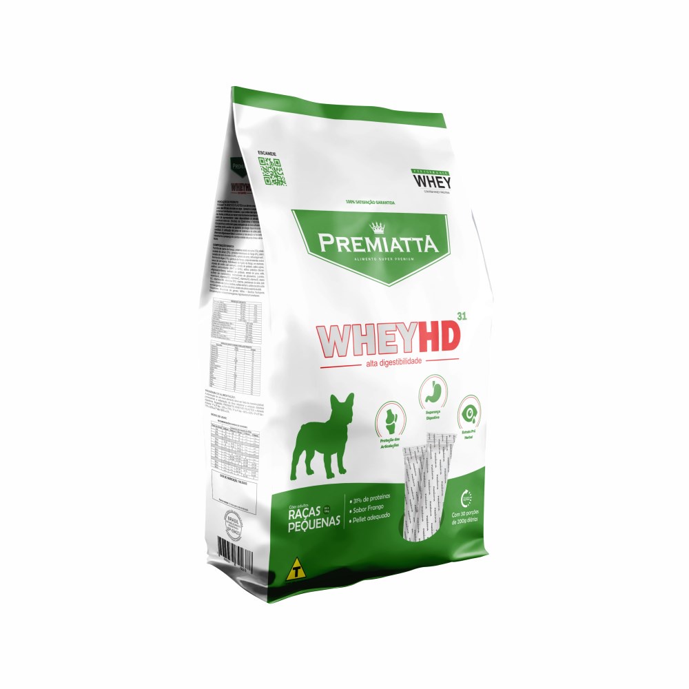 Ração Premiatta Whey HD 31 Para Cães Adultos Raças Pequenas