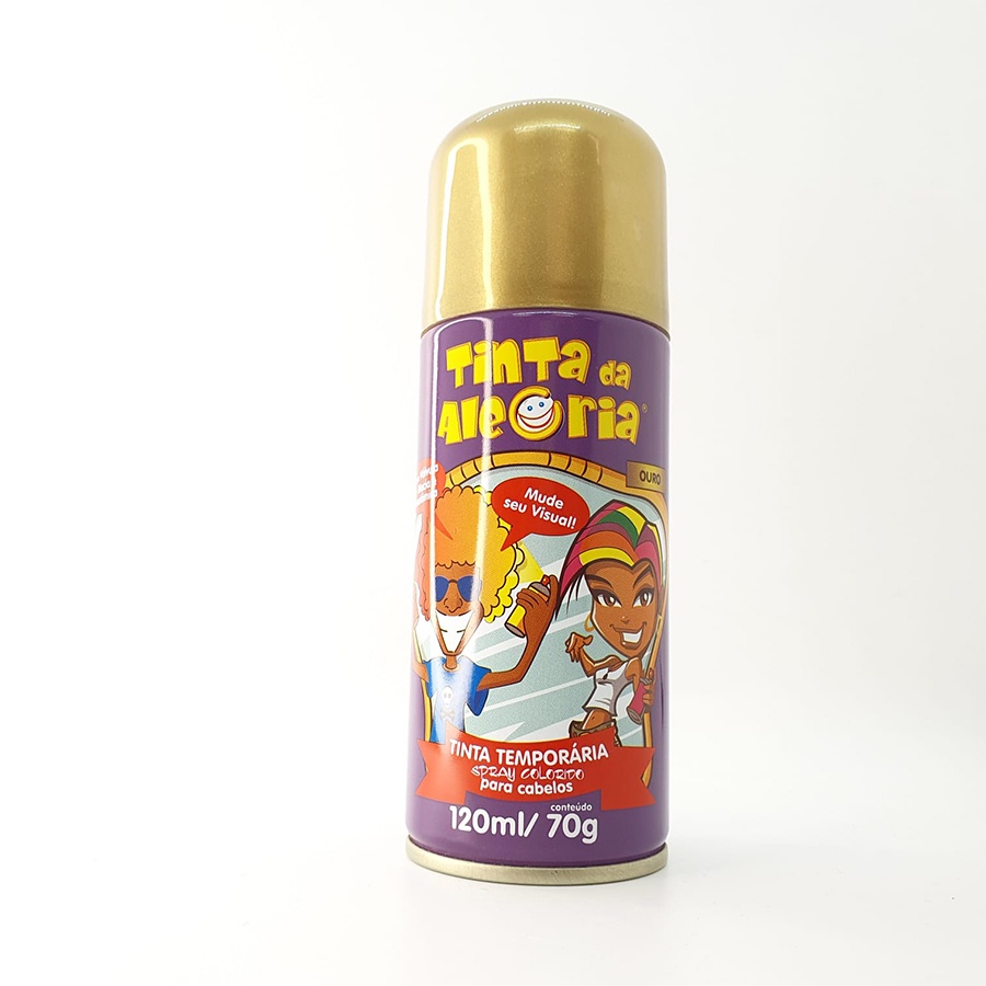 Tinta Temporaria Spray para Cabelos Ouro BarberShop Tinta da Alegria  250ml/125g