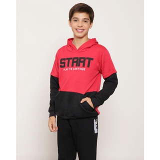 Blusão Moletom Juvenil Bolso Canguru Vermelho