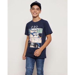 Camiseta Juvenil Botonê Estampa Naruto Marinho