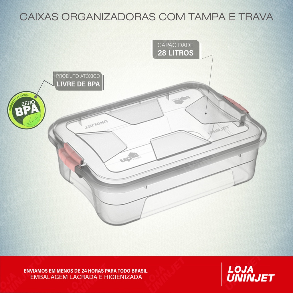 Caixa Organizadora Transparente Multiuso 28 Litros