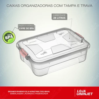 Caixa Organizadora Transparente Multiuso 28 Litros