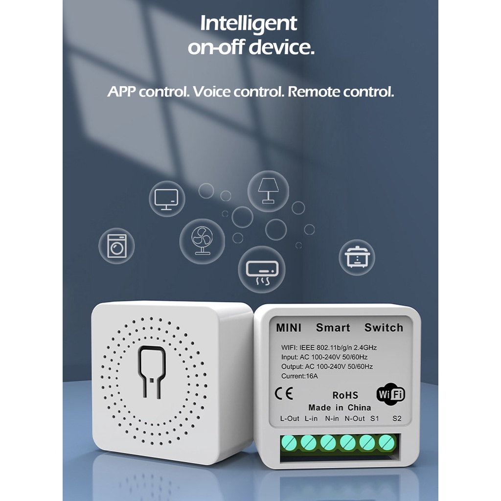 Módulo Interruptor Inteligente Tuya WiFi, Suporta Controle 2 Way, App Controle Remoto, DIY Light Breaker, 100-240V, Funciona com Alexa, Google Home