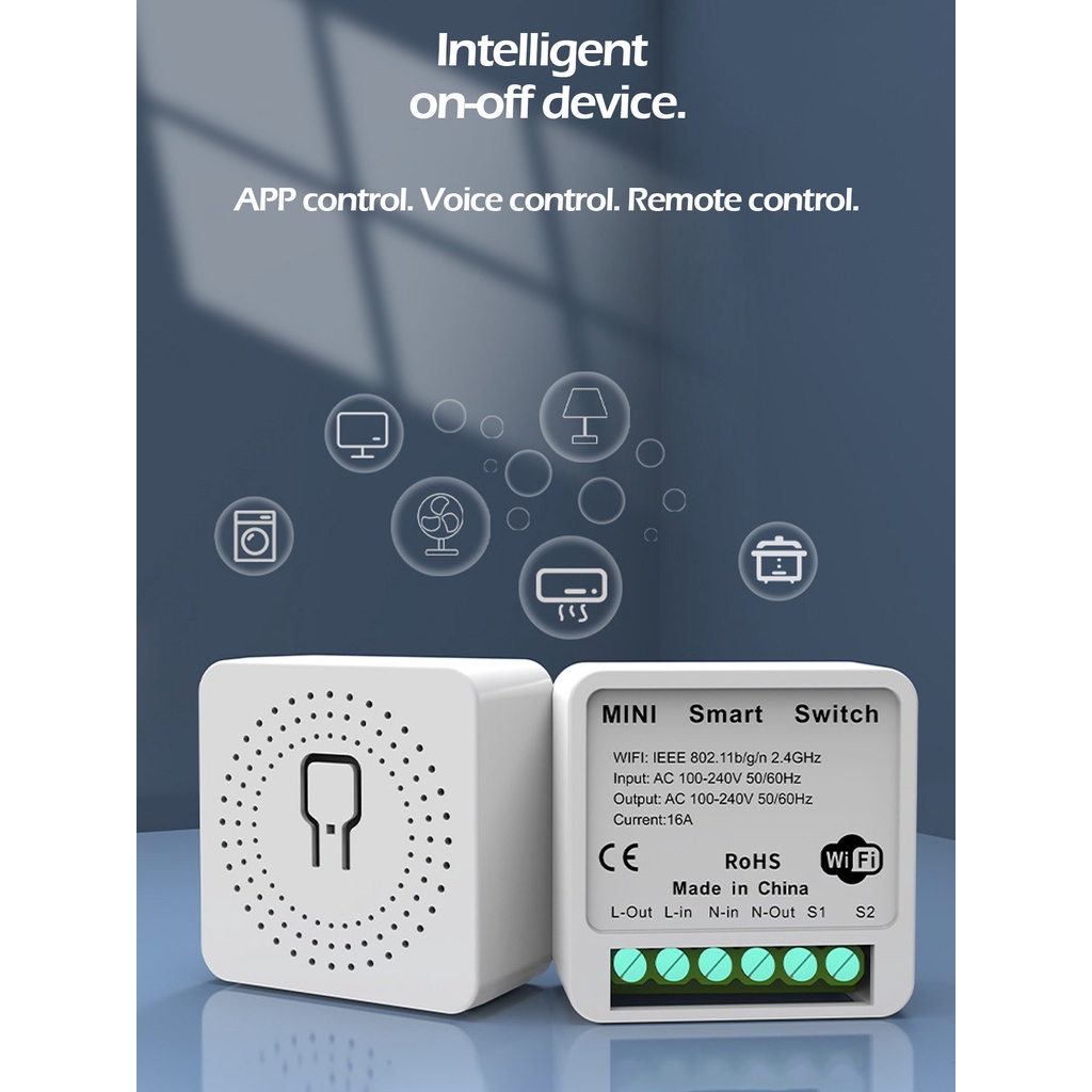 Módulo Interruptor Inteligente Smart life WiFi, Suporta Controle 1canal,  100-240V 16A, Funciona com Alexa, Google Home