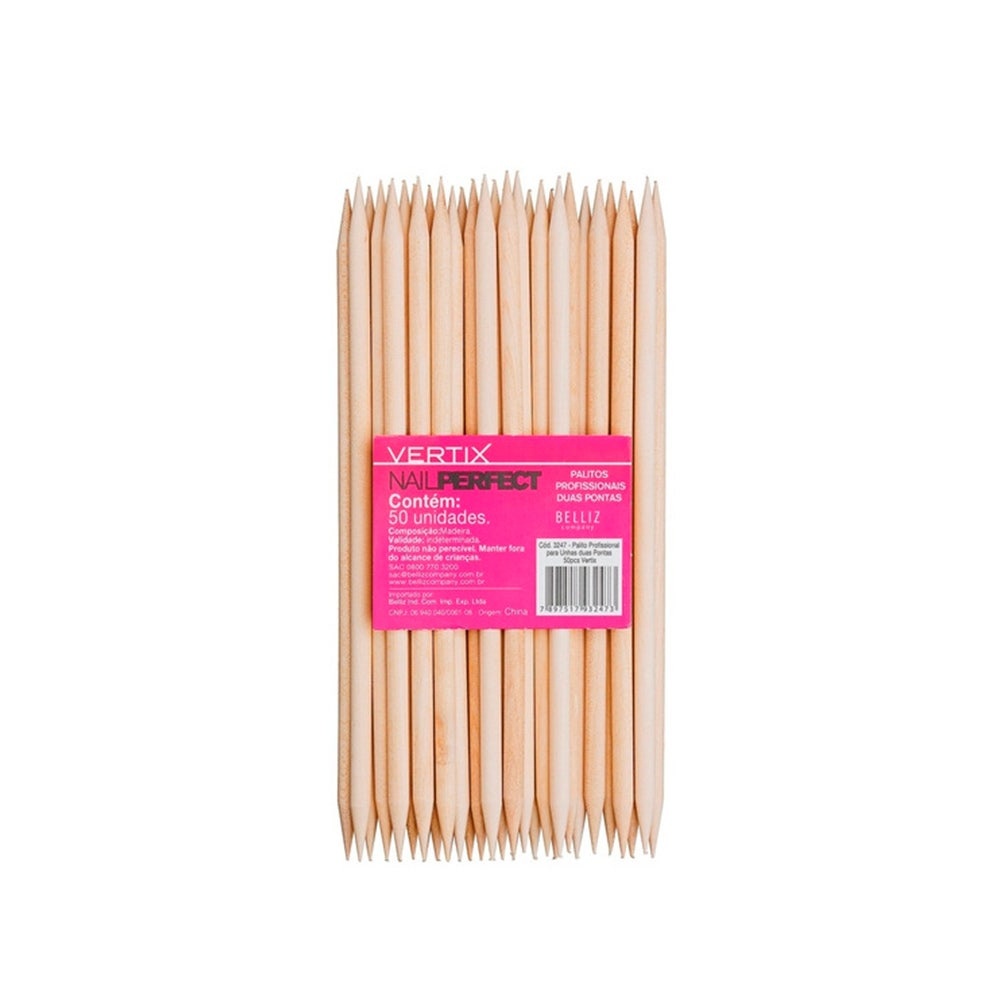 Palito De Unha Vertix Profissional Com Pontas Duplas com 50un | Shopee ...