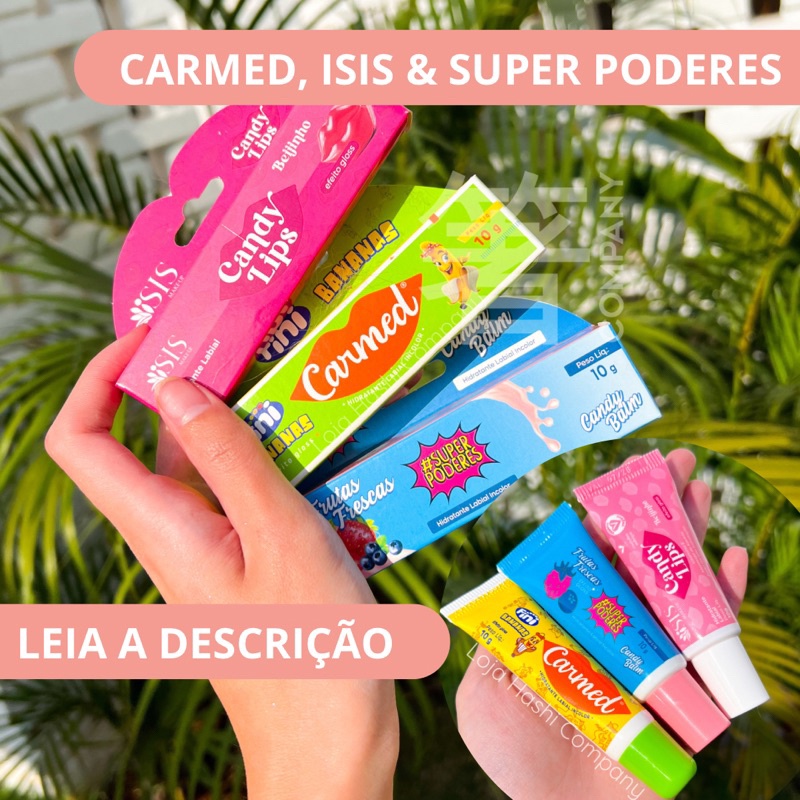 KIT 3 Carmed Fini Candy Lips Hidratante Labial Lip Balm