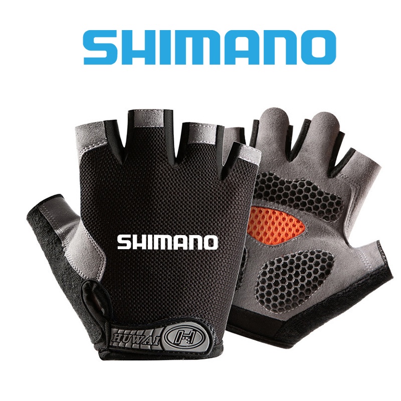 Shimano Luvas De Pesca De Ciclismo Ao Ar Livre Para Homens Anti-Derrapante De Meio Dedo Resistentes Desgaste Choque Fino
