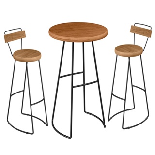 Conjunto Mesa Alta Bar Bistrô Preta 4 Bancos Pinus Botequim