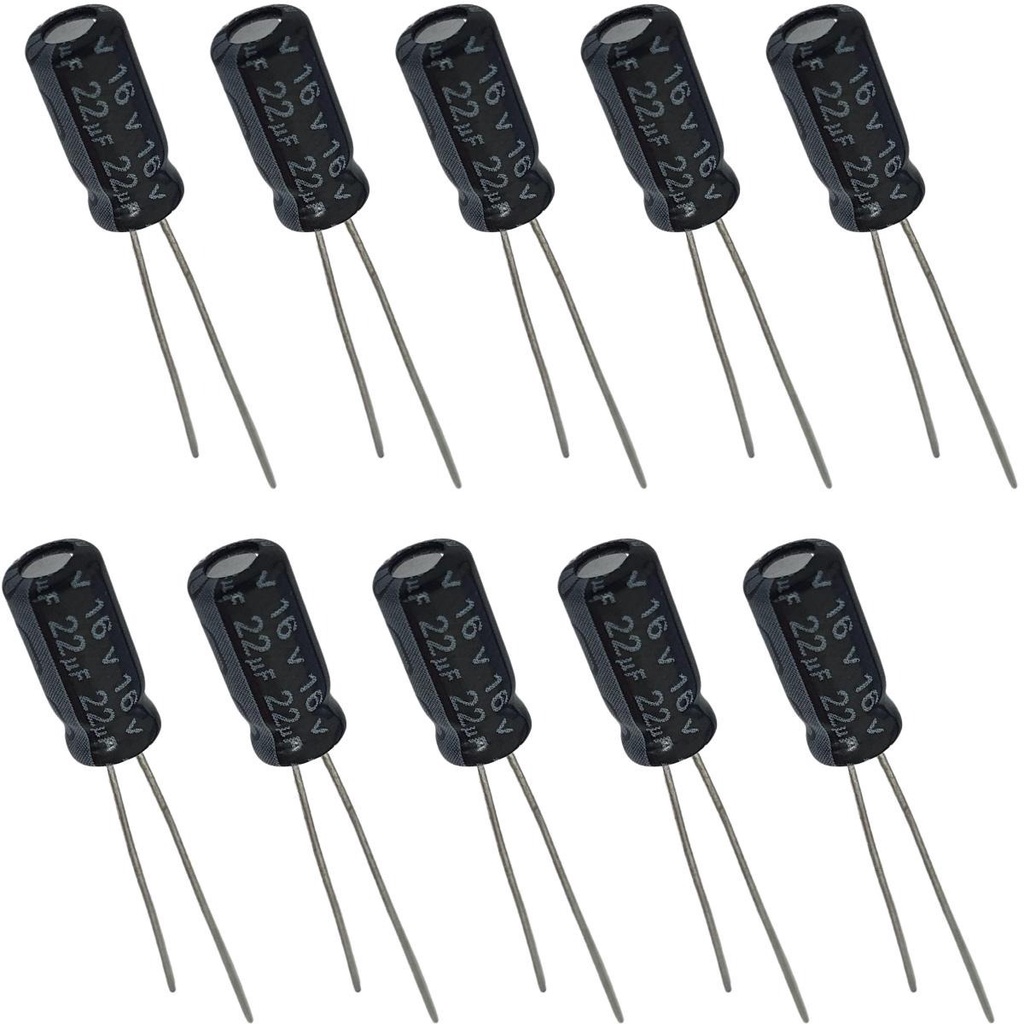 Capacitor Eletrolítico 22uF 16V - Kit 10 Peças