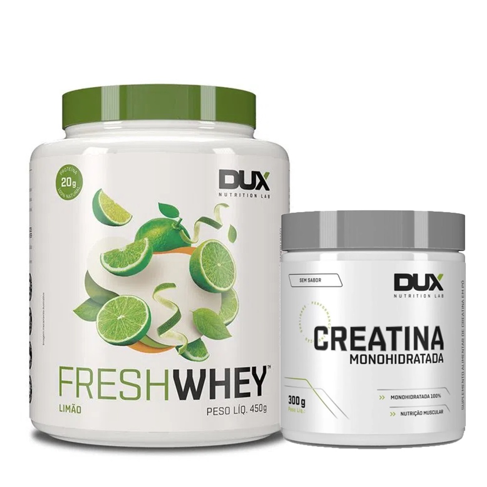 Kit Fresh Whey Protein Sabor Limão 450g Dux + Creatina MonoHidratada Pote 300g Dux