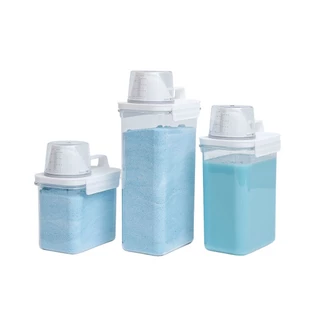 Kit com 3 porta sabão em pó com copo dosador e travas - Oikos