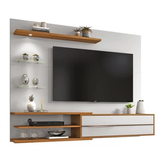 Painel Nt1115 TV Até 60 Polegadas Off White / Freijó Trend