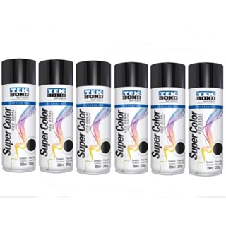 Kit 6 Tintas Spray Preto Brilhante 350ml - Tekbond