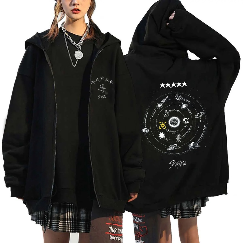 Stray Kids 5 Estrelas Zíper Hoodies Mulheres Homens Kpop SKZ