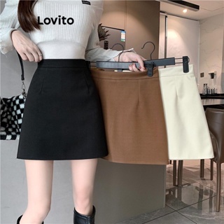 Lovito Saia Casual Lisa Com Zíper Nas Costas Para Mulheres LNA41168