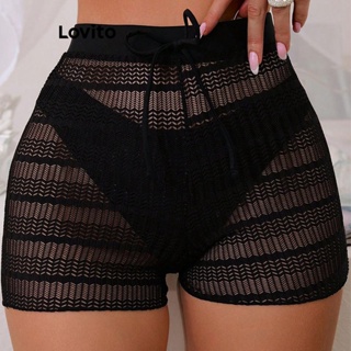 Lovito Cueca De Biquíni Transparente Sexy Com Renda Lisa Para Mulheres LNL41017