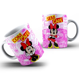 Caneca Minnie Com Café Sem Café Engraçada Mickey